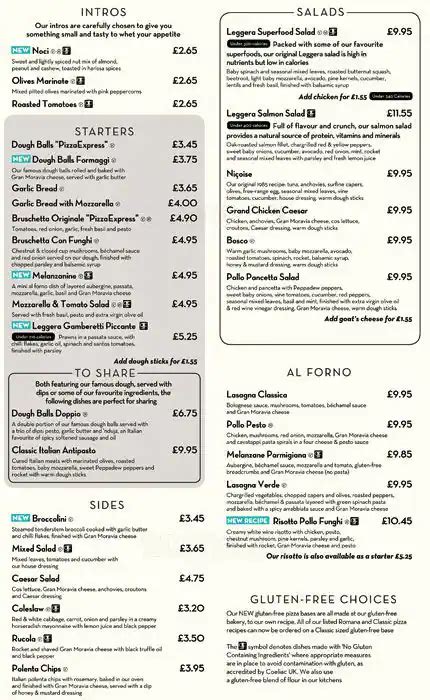 Pizza Express Menu, Menu for Pizza Express, Baillieston, Glasgow ...