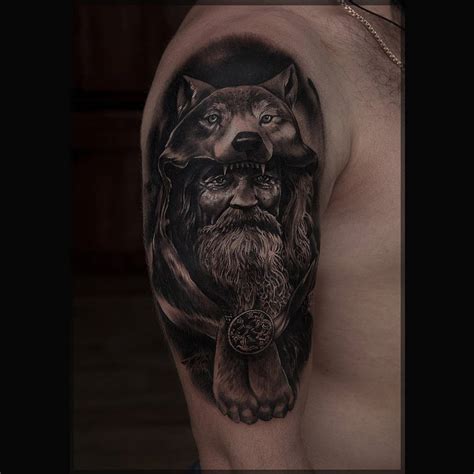 Wolf Druid Tattoo on Shoulder - Best Tattoo Ideas Gallery