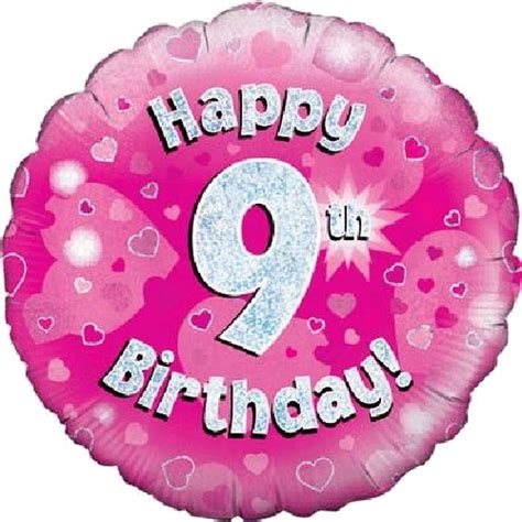 Happy 9th Birthday Pink 18" Foil | Helium Balloon