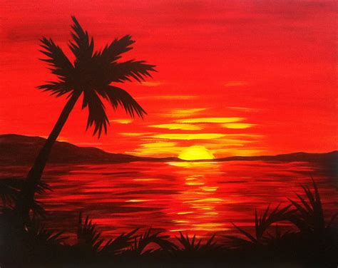 Sunset Canvas Painting Kit Video Tutorial FREE Palettes & - Etsy