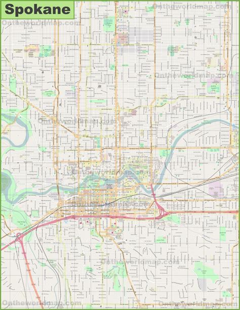 Large detailed map of Spokane - Ontheworldmap.com