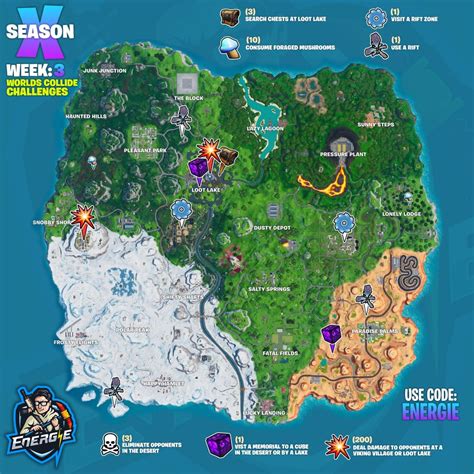 Fortnite Season X/10, Week 3 Worlds Collide Cheat Sheet Challenge ...