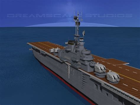 Essex Class Aircraft Carrier CV-16 USS Lexington 3D model animated ...