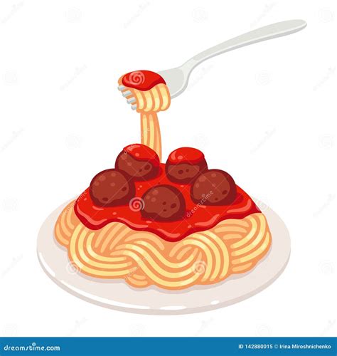 Spaghetti And Meatballs Composition Vector Illustration | CartoonDealer ...