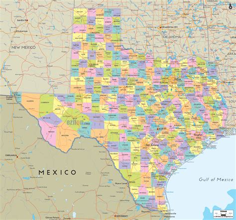 Texas Map With Counties And Highways - State Map