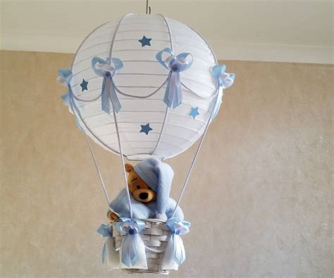 Hot Air Balloon Nursery Light shade in blue and white in 2022 | Hot air ...