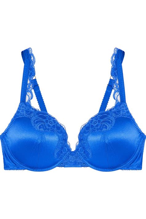 Stella McCartney Lace-trimmed Silk-blend Satin Contour Bra in Blue - Lyst