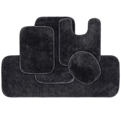 Garland Rug Traditional 5 Piece Washable Bathroom Rug Set in Dark Gray ...