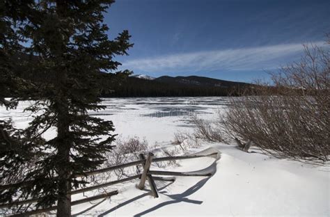 Echo Lake in Winter Time. Frozen Lake and Snow Stock Image - Image of ...