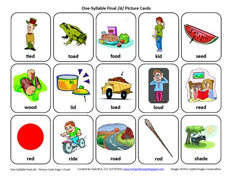 Testy yet trying: Final D: Free Speech Therapy Articulation Picture Cards