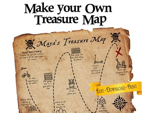 Treasure Map You Can Customize and Personalize Pirate Party Favor Game ...