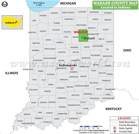 Wabash County Map, Indiana