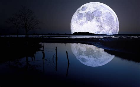 Beautiful Moon Reflection at Night