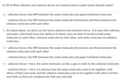 Solved 11.30 a) Distinguish between adhesive forces and | Chegg.com