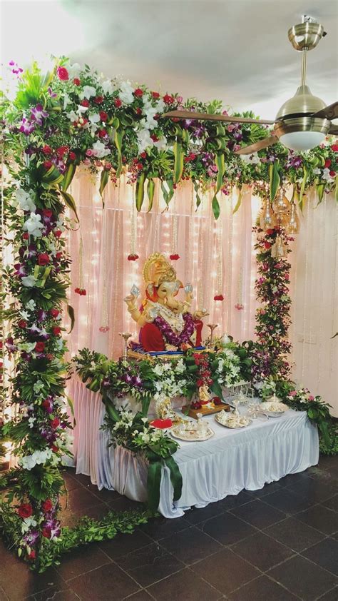 Pin by mrunalini Dhruv on Ganapati decor | Flower decoration for ...