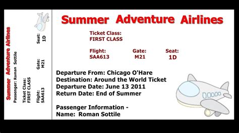 Printable Airplane Ticket