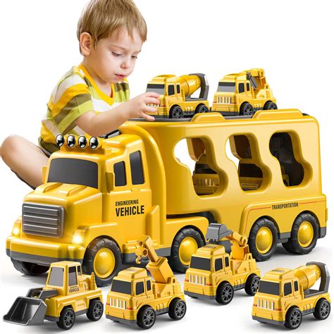 Buy TEMI Construction Toddler Truck Toys for 3 4 5 6 Year Old Boys - 5 ...