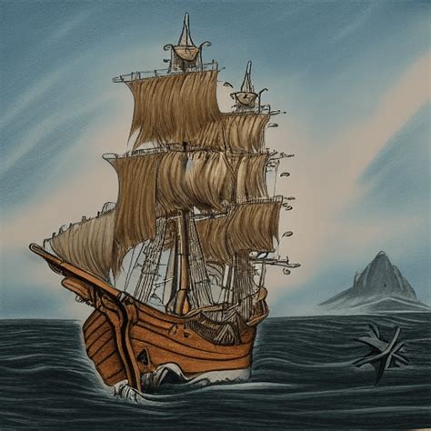 Realistic Pirate Ship Drawing