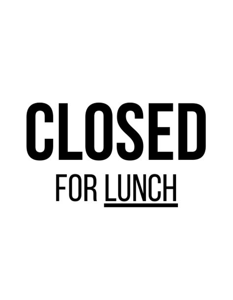 Closed Sign Template - Lunch Download Printable PDF | Templateroller