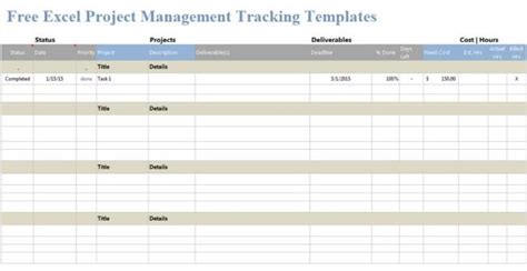 Free Excel Project Management Tracking Templates - Microsoft Excel ...