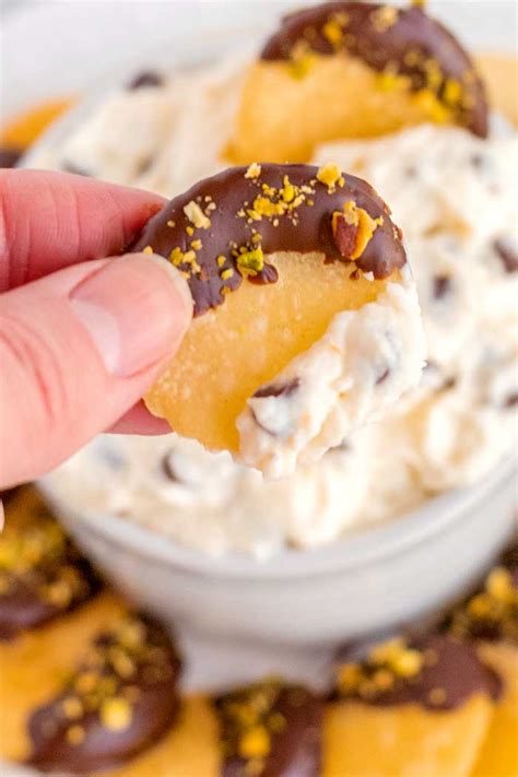 Cannoli Dip with Chocolate Covered Cannoli Chips • Food Folks and Fun