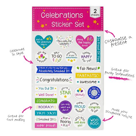 2 Sheets Celebrations Bumper Sticker - Fun Stickers