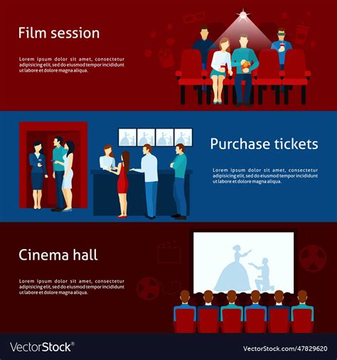 Cinema banner set banner set Royalty Free Vector Image