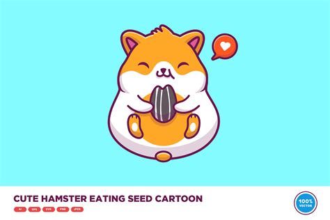 Cute Hamster Eating Sunflower Seed | Animal Illustrations ~ Creative Market