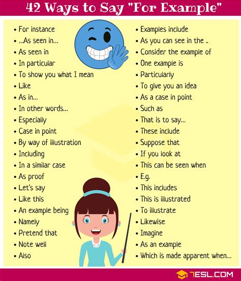 42 Other Ways to Say "For Example" | FOR EXAMPLE Synonym • 7ESL ...