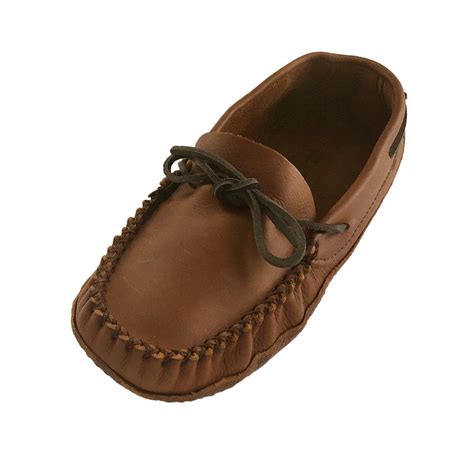 Men's Extra Wide Width Fit Genuine Leather Soft Sole Moccasin Slippers ...