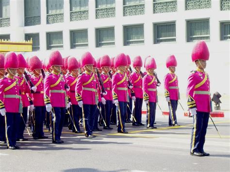 The Royal Thai Air Force Regiment in their fabulous parade uniforms ...