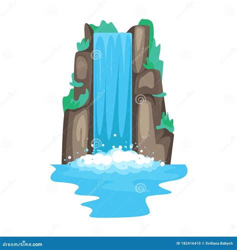 Waterfall Vector Sketch, Cascade Waterfall In The Rocks Hand-drawn ...