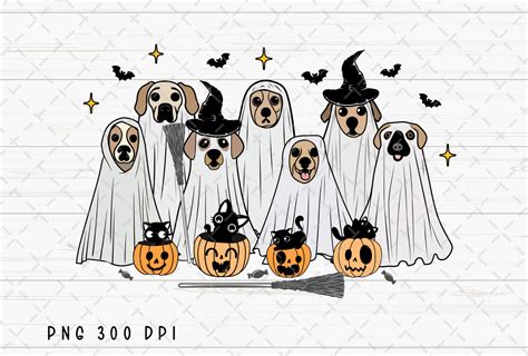 Ghost Dog Black Cat Pumpkin Halloween Graphic by Flora Co Studio ...