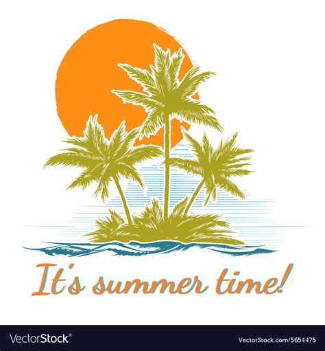 Design print for summer t-shirt with palm trees Vector Image