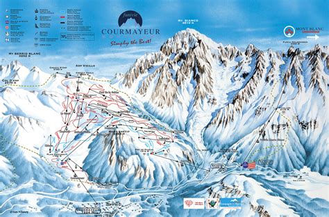 Chamonix Valley Ski Resorts Map, Grands Montets, la Flegere, Brevent