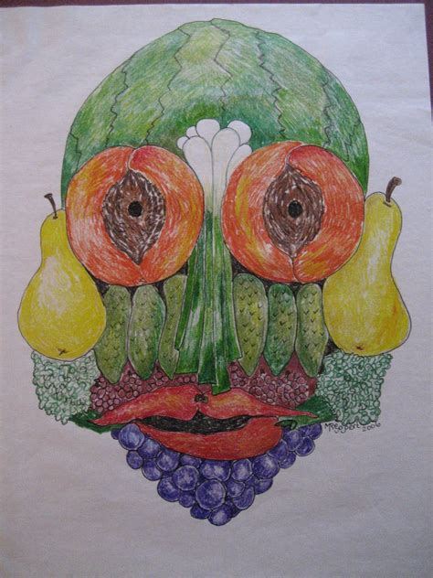 painting of face made from vegetables - For Great Podcast Miniaturas