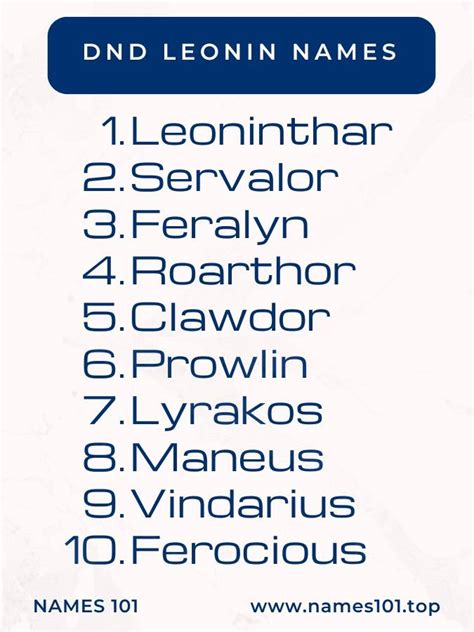 90+ Good DND Leonin Names [and more: Female, Male, 5E] - NAMES 101