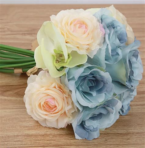 Artificial Camellia Flower Bouquet 27cm Wedding bridal Bouquet Flowers ...