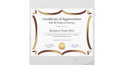 Certificate of Appreciation for Years of Service | Zazzle