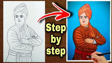 How to draw swami vivekananda very easily step by step ️/Vivekananda ...