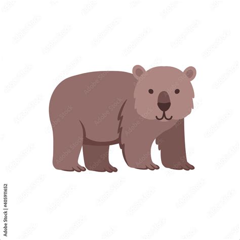 Cartoon wombat on a white background.Flat cartoon illustration for kids ...