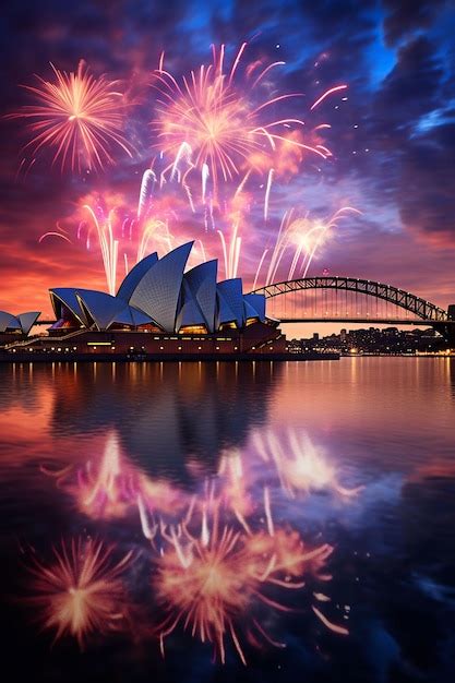 Premium AI Image | fireworks over sydney harbour bridge and sydney ...