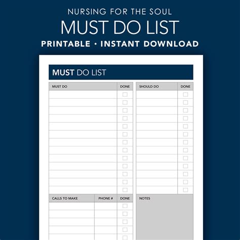 Must Do List Must Do List Prioritized to Do Checklist Printable Nursing ...