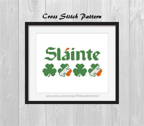 Slainte Counted Cross Stitch Pattern Irish Cheers Cross - Etsy Australia