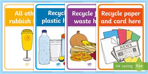 Recycling Bin Labels - Primary Eco Display Resource - Twinkl