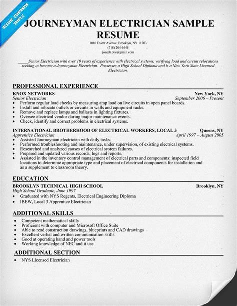 49+ Journeyman electrician resume pdf That You Can Imitate