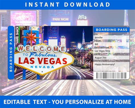 Printable Las Vegas Trip Ticket Las Vegas Vacation Ticket - Etsy