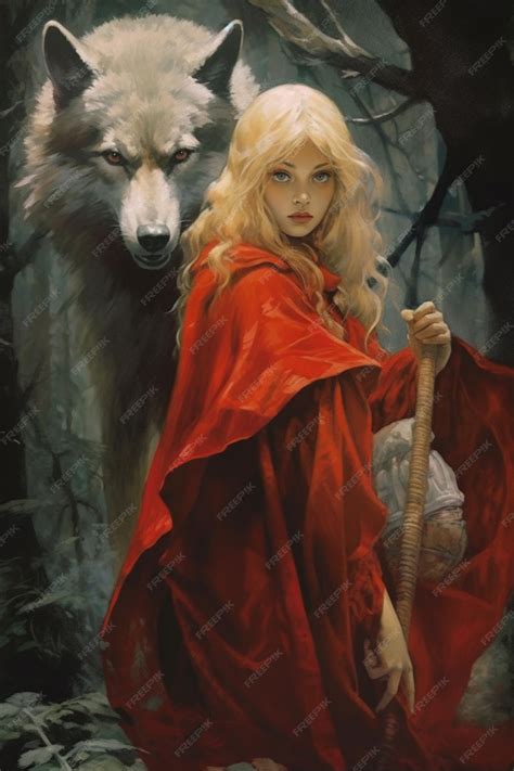 Premium AI Image | A painting of a woman and a wolf