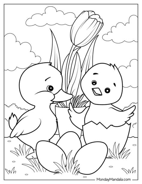 Kids Coloring Pages Duckling Easter