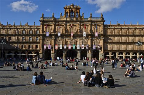 Town Square In Salamanca Spain - Plaza Mayor Main Square In Salamanca ...